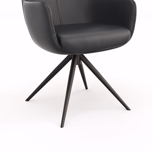 Armlehnstuhl Mis - Leder, Schwarz, Drehbar, Gestell, Schwarz