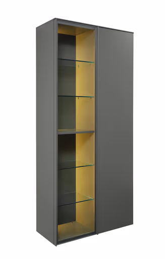 Vitrine Satola - inkl. Beleuchtung, Lack matt, Olive