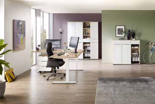 Büroregal - B ca. 40 cm, Artisan Eiche Nachbildung, Weiß