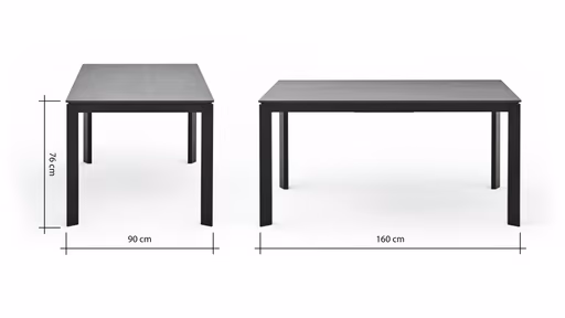 Esstisch Menosa - ausziehbar, LB ca. 160x90 cm, Laminat, Marmor schwarz