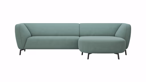 Ecksofa Morela - 2-Sitzer mit Longchair rechts, Stoff, Petrol