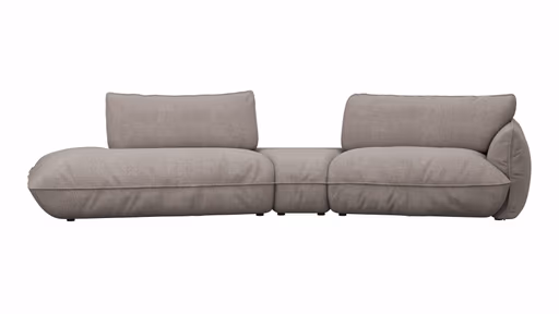 Trapezsofa Fluffy - 2-Sitzer mit Trapezelement und Abschlussteil inkl. Rückenlehne verstellbar, Stoff, Taupe
