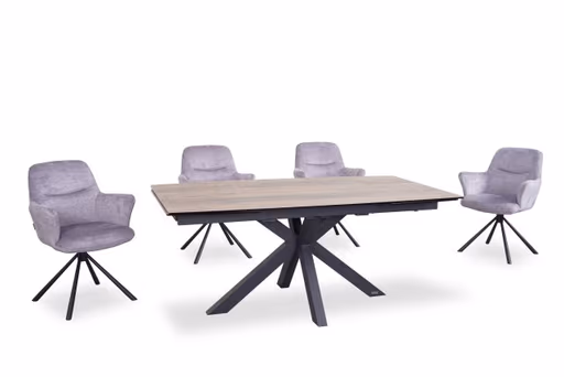 Armlehnstuhl MIRYA - drehbar, Stoff, Silberfarben