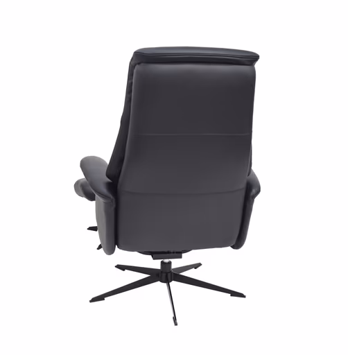 TV-Sessel MENNIS mit Hocker - drehbar, Relaxfunktion, Kopfteilverstellung, Leder, Schwarz