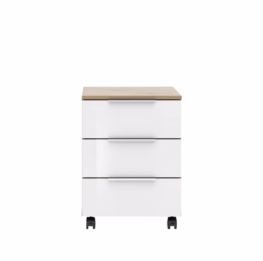 Rollcontainer - B ca. 45 cm, Artisan Eiche Nachbildung, Weiß