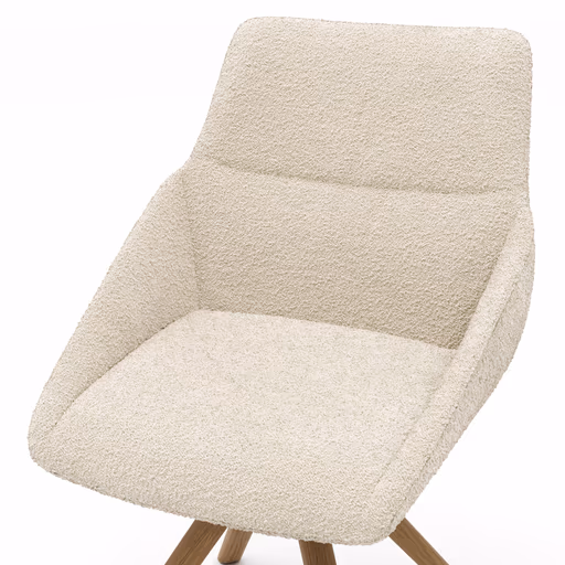 Stuhl Maluhia - mit niedriger Armlehne, drehbar, Stoff, Beige