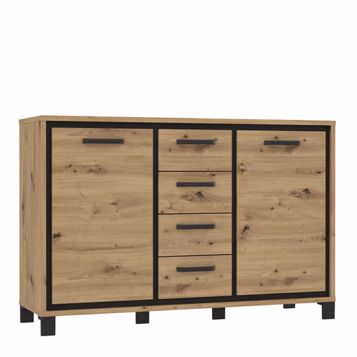 Kommode FARIDA - Eiche Dekor, Schwarz