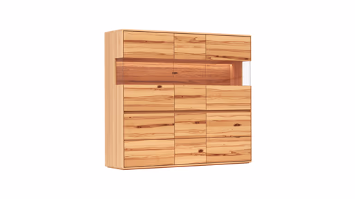 Highboard Hillsboro - inkl. Beleuchtung, Buche/Kernbuche natur, geölt