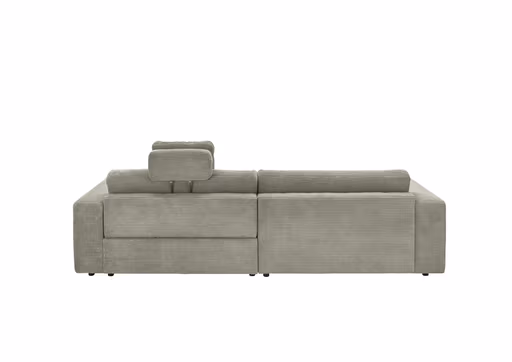 Ecksofa - Longchair links mit 1,5-Sitzer, Stoff, Steingrau