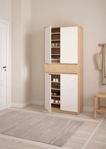 Schuhschrank - B ca. 81 cm, Jackson Hickory Nachbildung, Weiß