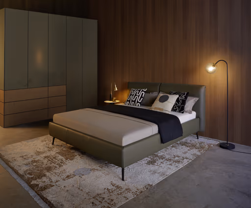 Polsterbett Delia - Liegefläche ca. 180x200 cm, Leder Olive