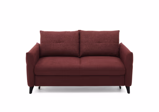 Sofa - 2-Sitzer, Schlaffunktion (manuell), Flachgewebe, Weinrot