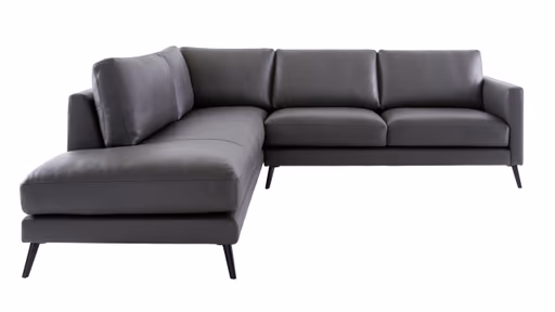Ecksofa Cuneo Klassik - Ecke links, 2-Sitzer, Leder Steingrau