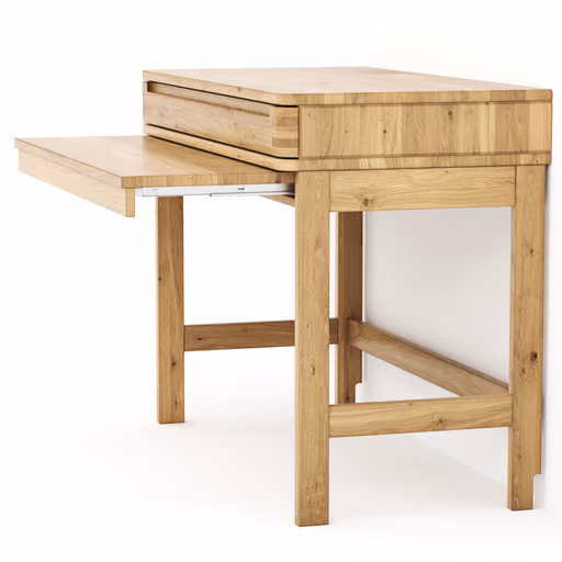 Homeoffice-Schreibtisch Cartago Soft - Wildeiche massiv, bianco geölt