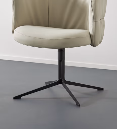 Armlehnstuhl Milana - drehbar, Leder, Offwhite