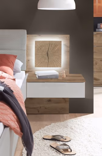 Bettanlage- Liegefläche ca. 180x200 cm, Eiche Dekor, Hellgrau, Hirnholz