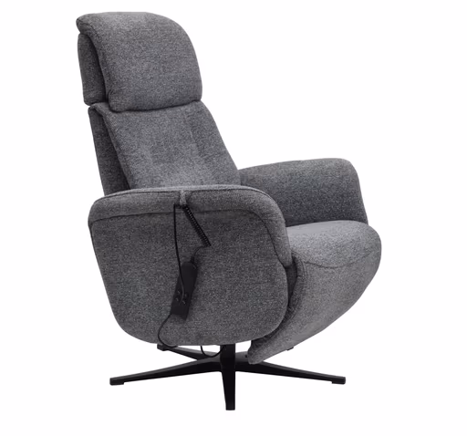 TV-Sessel MARLON - drehbar, Relaxfunktion, Kopfteilverstellung, Stoff, Graublau