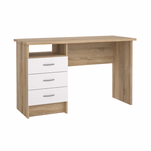 Schreibtisch - LB ca. 120x48 cm, Eiche Struktur Nachbildung, Weiß