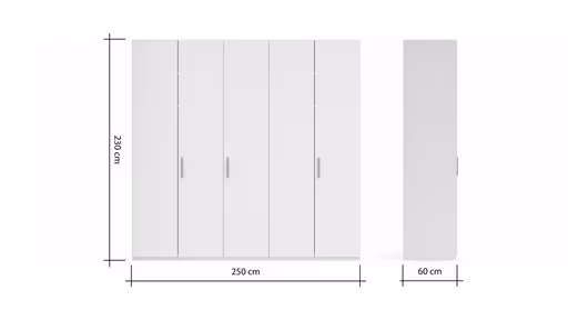 Drehtürenschrank Viana - B. ca. 250 cm, Lack, Weiß