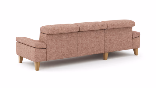 Ecksofa Hudson - Longchair links mit 2,5-Sitzer, inkl. Kopfteil verstellbar, Stoff, Kupfer