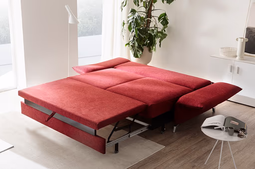 Sofa - 2-Sitzer, Relaxfunktion/Schlaffunktion, Stoff, Rot