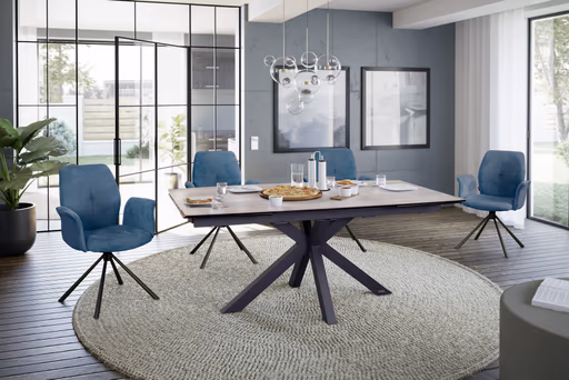 Armlehnstuhl MANOA - drehbar, Stoff, Petrol