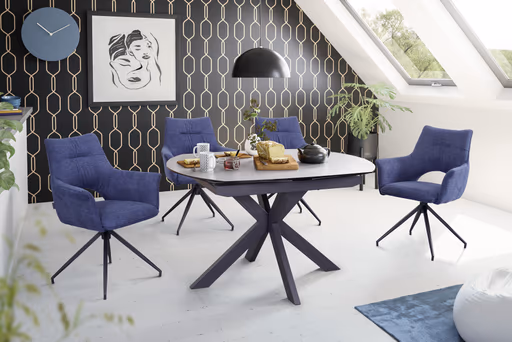 Esstisch MEGGIE - ausziehbar, LB ca. 130x100 cm, Glaskeramik, Grau