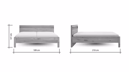 Bett Viana - Liegefläche ca. 180x200 cm, Furnier, Balkeneiche