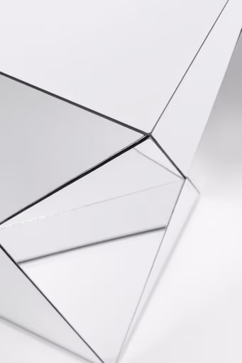 Beistelltisch- LB ca. 32x32 cm, Glas, Verspiegelt, Weiß