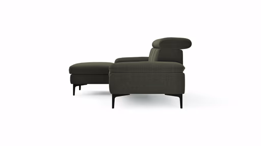 Ecksofa Felipa - Longchair links mit 2,5-Sitzer inkl. Kopfteil verstellbar, Stoff, Dunkelgrün