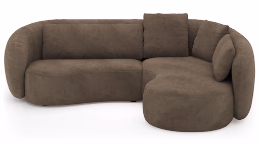 Ecksofa Karasu - 3-Sitzer mit Ottomane rechts, Stoff, Taupe