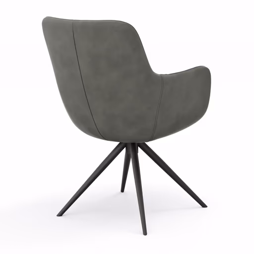 Armlehnstuhl Mis - Leder, Dunkelgrau, Gestell, Anthrazit
