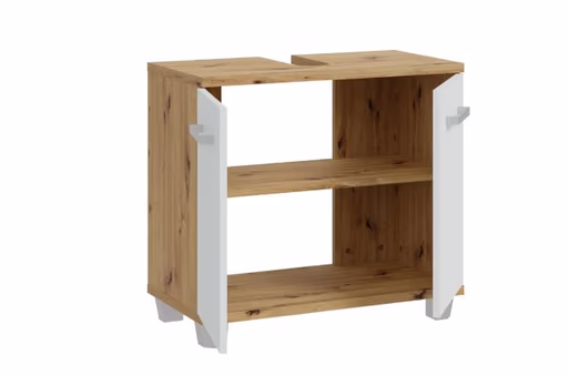 Waschbeckenunterschrank- B ca. 69 cm, Eiche Dekor, Hellgrau