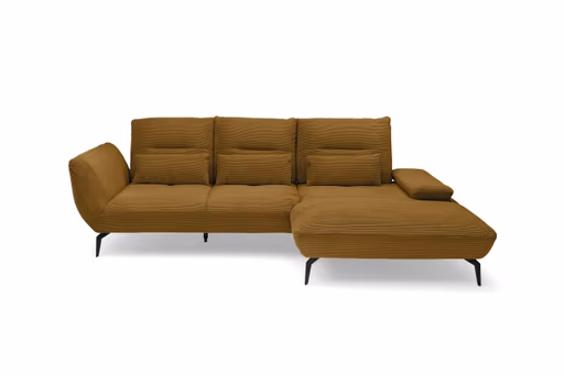 Ecksofa PAYTON - 2-Sitzer, Ecke rechts inkl. Rückenneigung, Armteilverstellung, Stoff, Senfgelb
