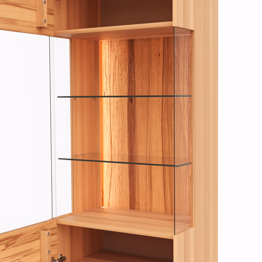 Vitrine Hillsboro - inkl. Beleuchtung, Anschlag Links, Buche/Kernbuche natur, geölt