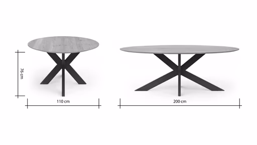 Esstisch Phoenix - LB ca. 200x110 cm, Eiche massiv, oval