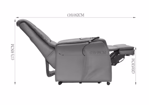 TV-Sessel MARIK - Relaxfunktion, Kopfteil verstellbar, Leder, Dunkelgrau