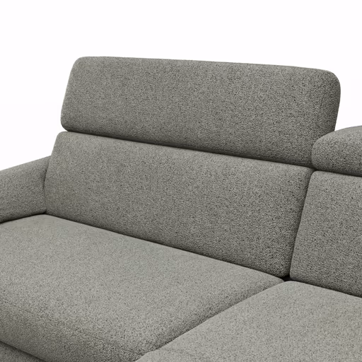 Ecksofa Paulina - 1-Sitzer mit Longchair rechts, Kopfteil verstellbar, Stoff, Khaki