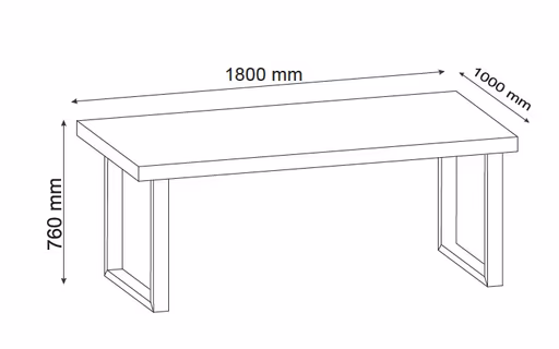 Esstisch - LB ca. 180x100 cm, Eiche bianco massiv geölt, Kreidefarben