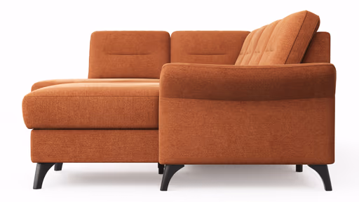 Wohnlandschaft Almyra - Ottomane links, 2,5-Sitzer, Longchair rechts, Stoff, Kupfer