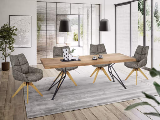 Armlehnstuhl MATTEA - drehbar, Stoff, Braun