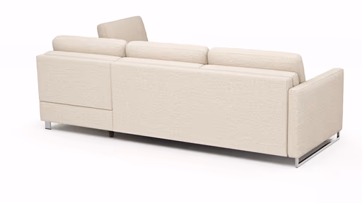 Ecksofa Nuoro - 2-Sitzer mit Longchair rechts inkl. Schlaffunktion und Bettkasten, Stoff, Beige