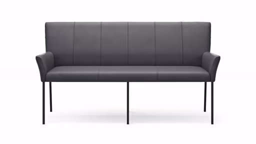Bank Edmonton - Breite ca. 180 cm, Leder, Anthrazit
