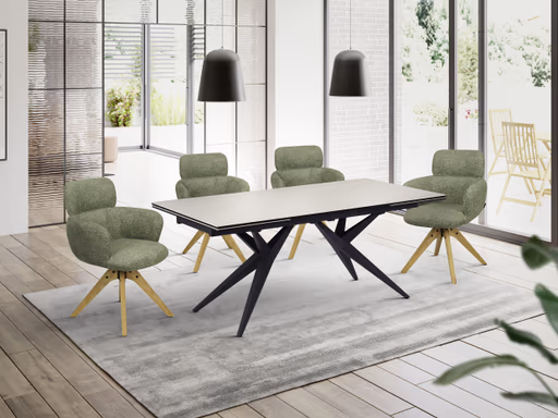 Armlehnstuhl MANJA - drehbar, Stoff, Grün