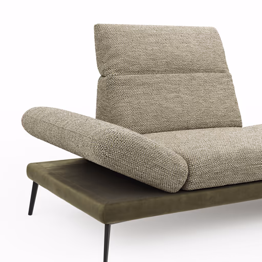 Ecksofa Elena - 2,5-Sitzer und Longchair rechts, Kopfteil/Armlehne verstellbar, Stoff Limette