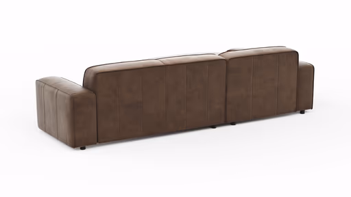 Ecksofa Denver - Longchair links mit 2,5-Sitzer, Leder, Braun