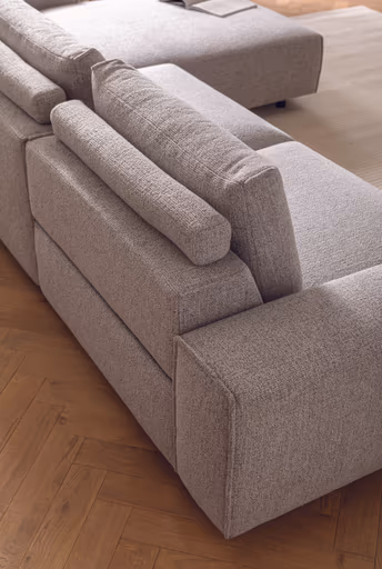 Ecksofa Serava - 2,5-Sitzer mit Longchair rechts, inkl. Relaxfunktion, Stoff, Grau