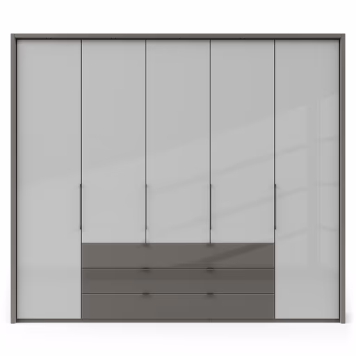 Drehtürenschrank Marbella - B. ca. 257cm, Korpus, Front Glas, Weiß