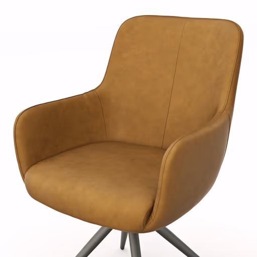 Armlehnstuhl Mis - Leder, Kurkuma, Drehbar, Gestell, Anthrazit