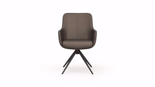 Armlehnstuhl Mis - Leder, Dunkelbraun, Drehbar, Gestell, Schwarz